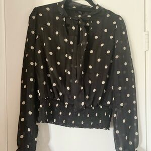 Elegant Black and White Polka Dot Blouse